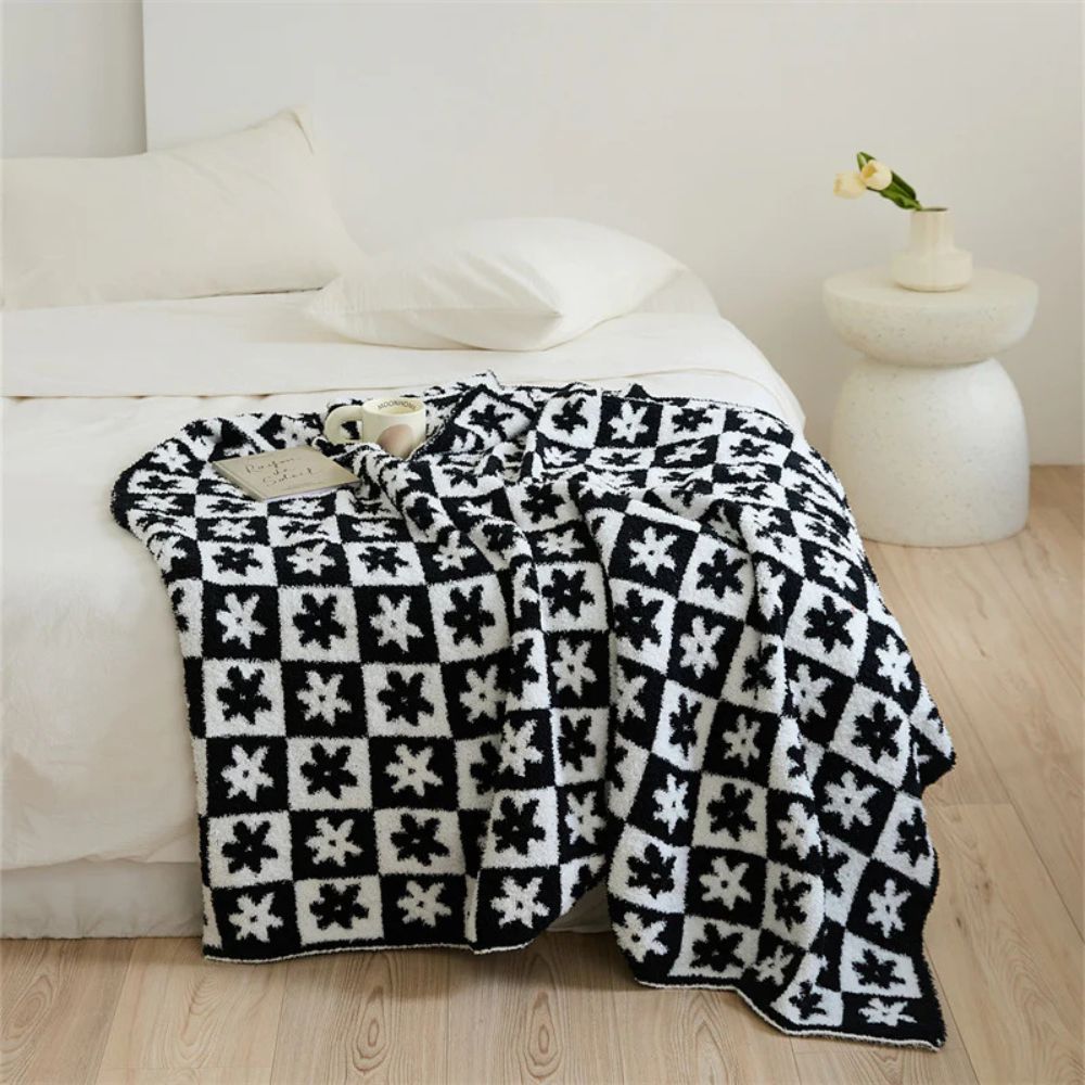 Variant image for Checkerboard Daisy Throw Blanket – Soft Microfiber, Lightweight, 51 x 63, Machine Washable Cozy Blanket for Home and Pets-5