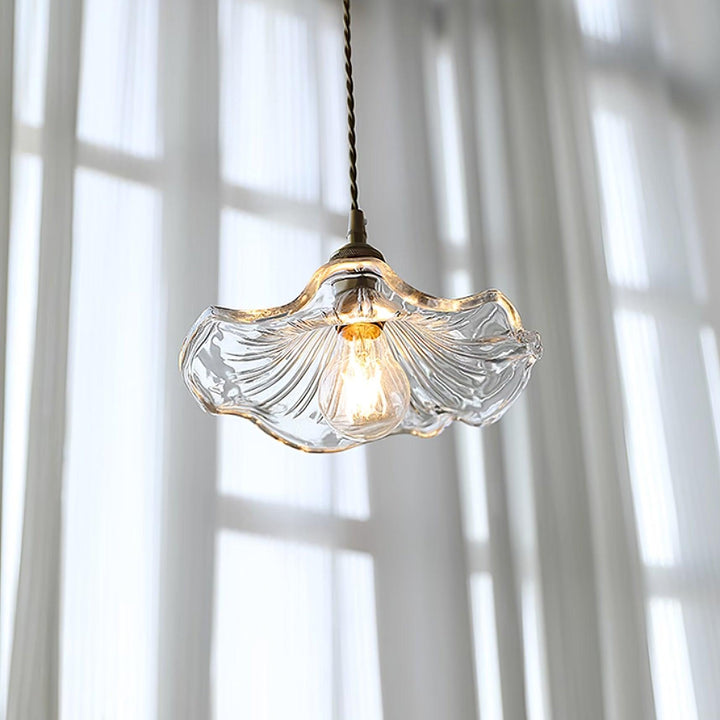 Pendant Light Glass 11 in Diameter Transparent Shade Pink Green Clear Retro Home Dining Room Kitchen Hanging Ceiling Lamp | Kalsten