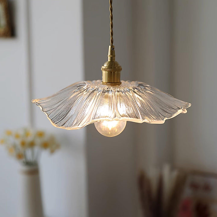 Pendant Light Glass 11 in Diameter Transparent Shade Pink Green Clear Retro Home Dining Room Kitchen Hanging Ceiling Lamp | Kalsten