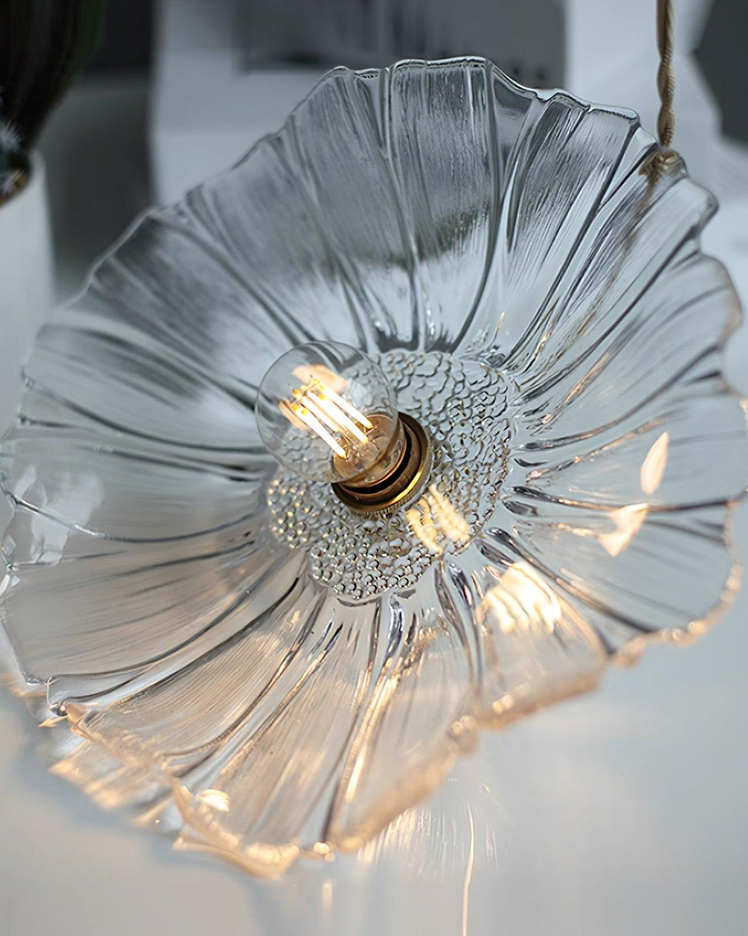 Pendant Light Glass 11 in Diameter Transparent Shade Pink Green Clear Retro Home Dining Room Kitchen Hanging Ceiling Lamp | Kalsten