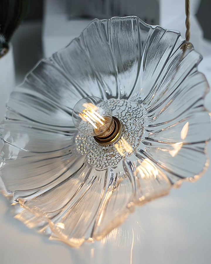 Pendant Light Glass 11 in Diameter Transparent Shade Pink Green Clear Retro Home Dining Room Kitchen Hanging Ceiling Lamp | Kalsten