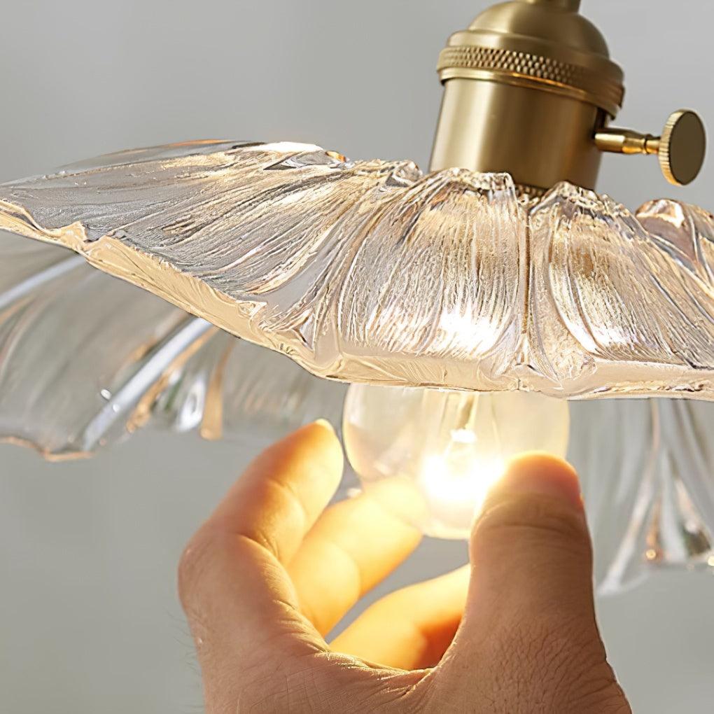 Pendant Light Glass 11 in Diameter Transparent Shade Pink Green Clear Retro Home Dining Room Kitchen Hanging Ceiling Lamp | Kalsten