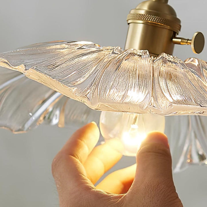Pendant Light Glass 11 in Diameter Transparent Shade Pink Green Clear Retro Home Dining Room Kitchen Hanging Ceiling Lamp | Kalsten