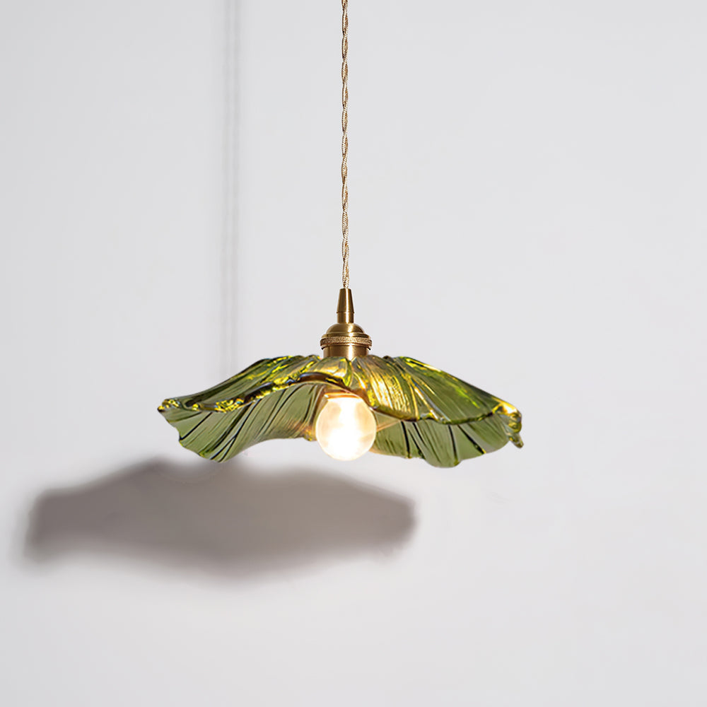 Pendant Light Glass 11 in Diameter Transparent Shade Pink Green Clear Retro Home Dining Room Kitchen Hanging Ceiling Lamp | Kalsten