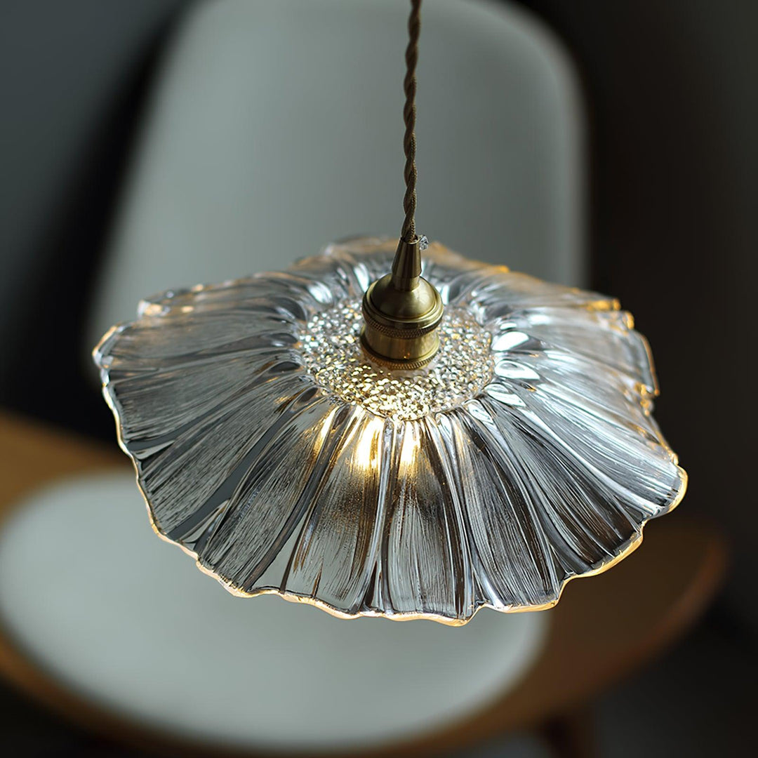 Pendant Light Glass 11 in Diameter Transparent Shade Pink Green Clear Retro Home Dining Room Kitchen Hanging Ceiling Lamp | Kalsten