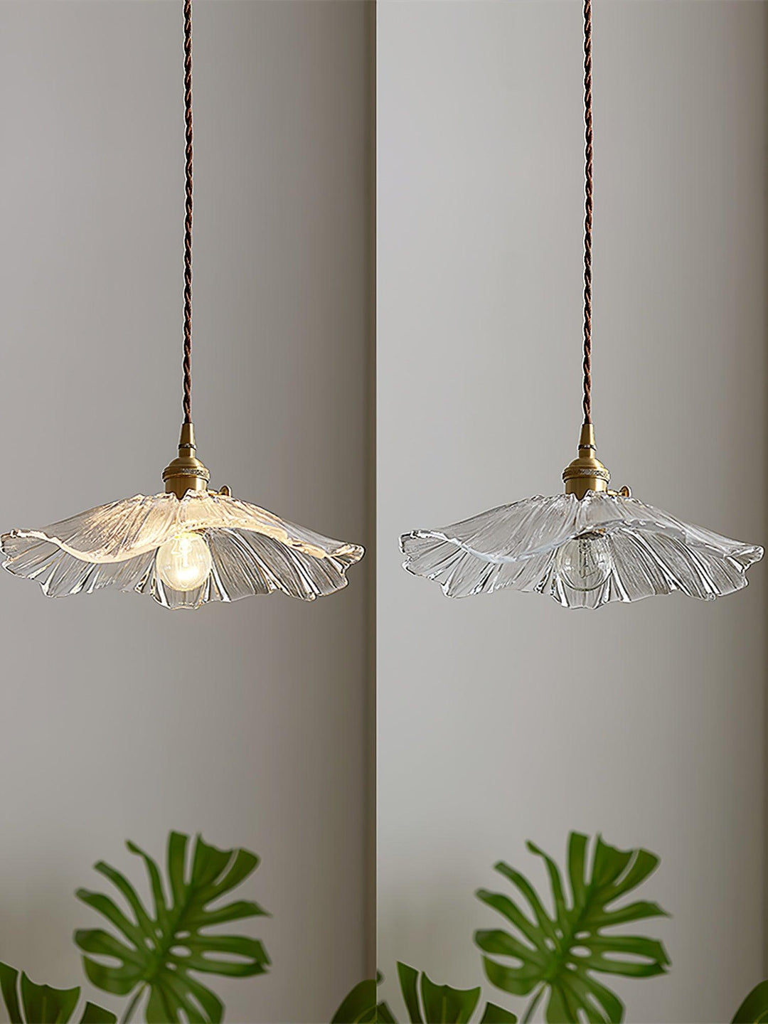 Pendant Light Glass 11 in Diameter Transparent Shade Pink Green Clear Retro Home Dining Room Kitchen Hanging Ceiling Lamp | Kalsten