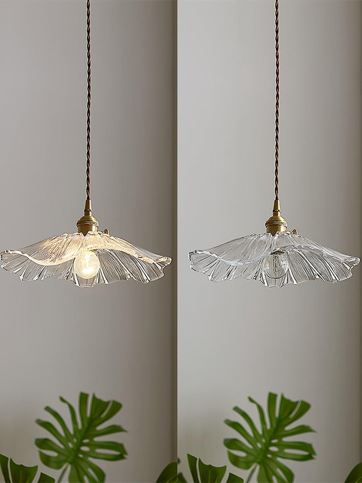 Pendant Light Glass 11 in Diameter Transparent Shade Pink Green Clear Retro Home Dining Room Kitchen Hanging Ceiling Lamp | Kalsten