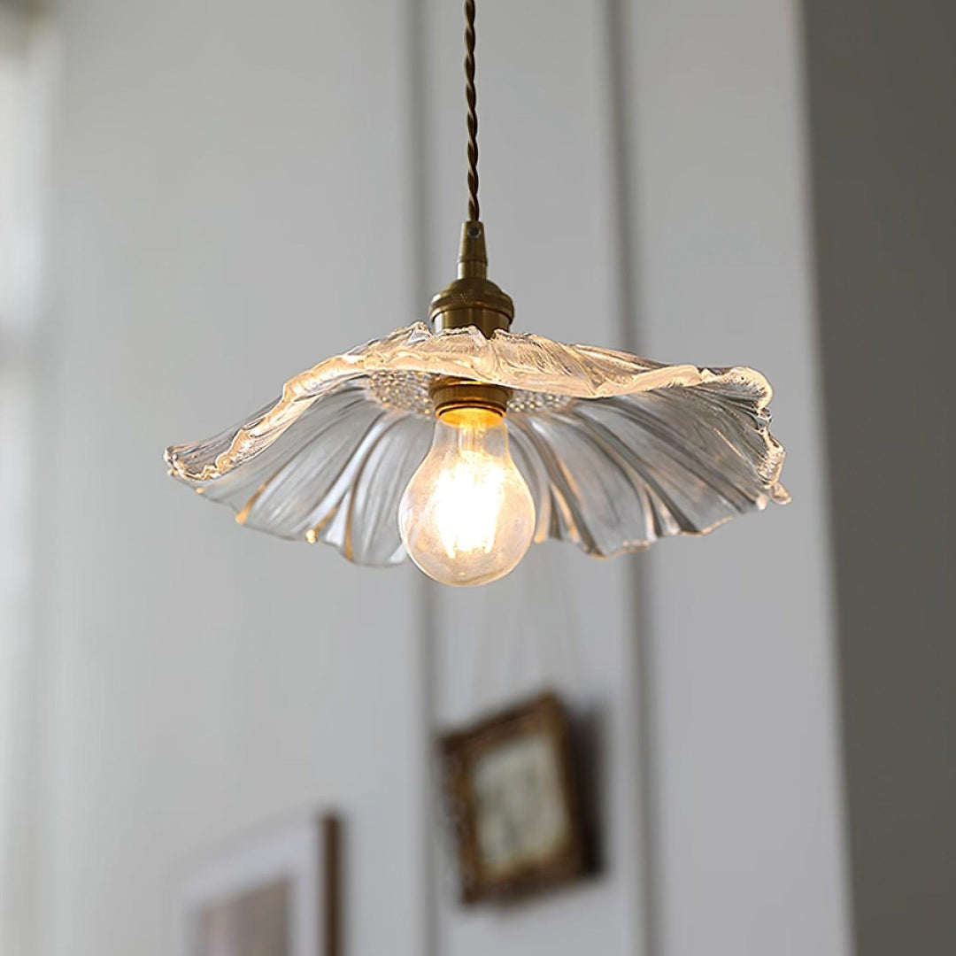Pendant Light Glass 11 in Diameter Transparent Shade Pink Green Clear Retro Home Dining Room Kitchen Hanging Ceiling Lamp | Kalsten