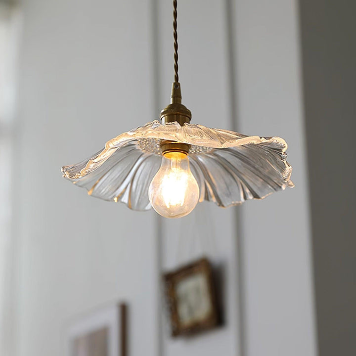 Pendant Light Glass 11 in Diameter Transparent Shade Pink Green Clear Retro Home Dining Room Kitchen Hanging Ceiling Lamp | Kalsten