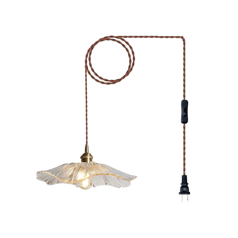 Pendant Light Glass Flower Shade 11 in x 5.1 in Pink Clear Green Dining Room Kitchen Island Hanging Ceiling Lamp | Kalsten