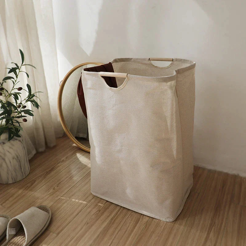 Japanese style cotton linen laundry basket