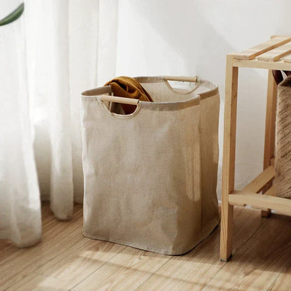 Japanese style cotton linen laundry basket