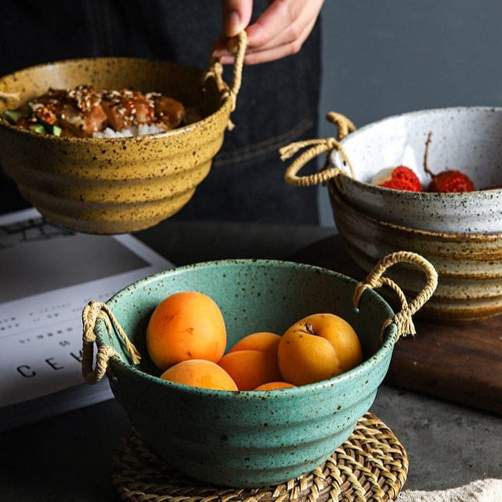 Fortessa ceramic bowl with hemp rope handle | Kalsten