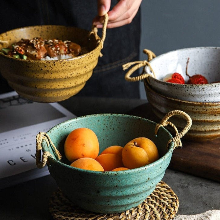 Fortessa ceramic bowl with hemp rope handle | Kalsten