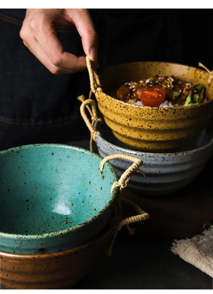 Fortessa ceramic bowl with hemp rope handle | Kalsten