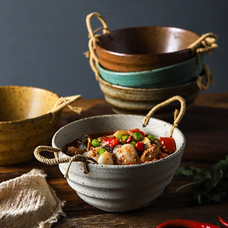 Fortessa ceramic bowl with hemp rope handle | Kalsten