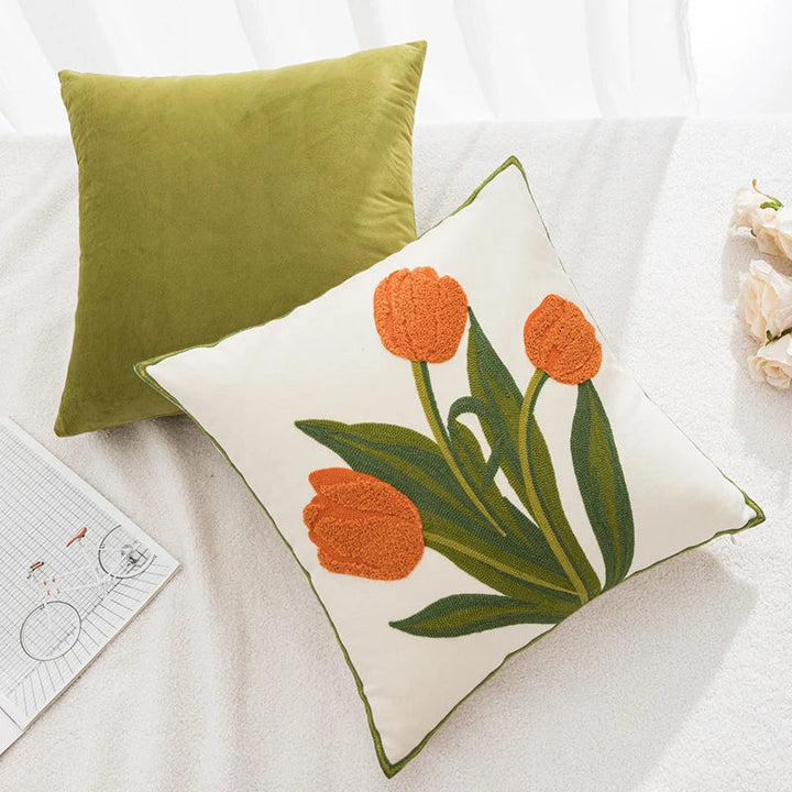 Embroidered Tulip Pillowcase | Kalsten