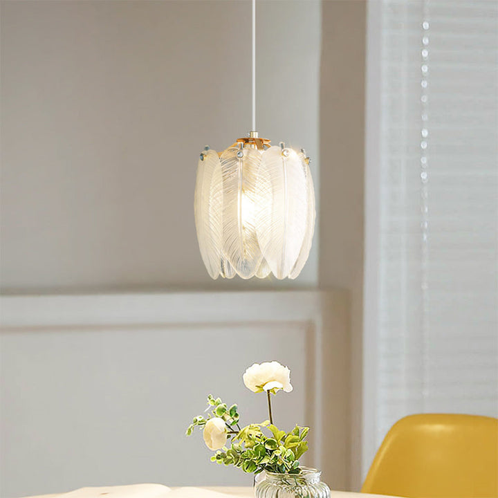 French Style Feather Glass Pendant Light | Kalsten