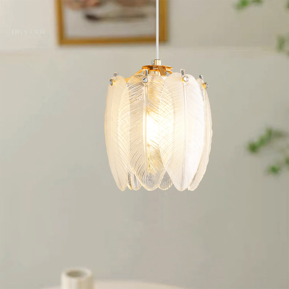French Style Feather Glass Pendant Light | Kalsten