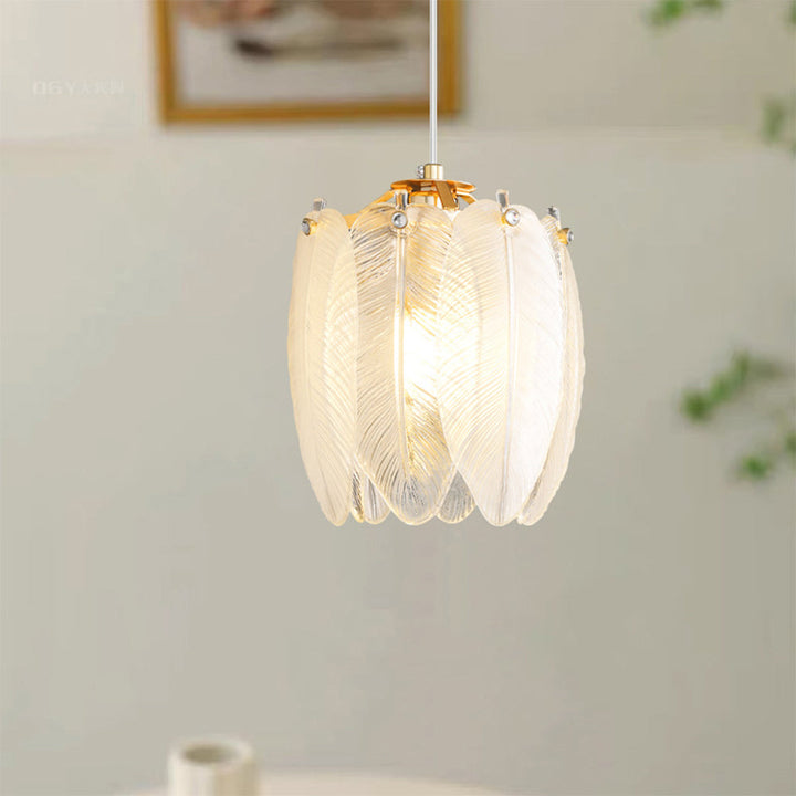French Style Feather Glass Pendant Light | Kalsten