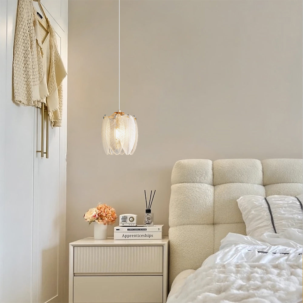 French Style Feather Glass Pendant Light | Kalsten