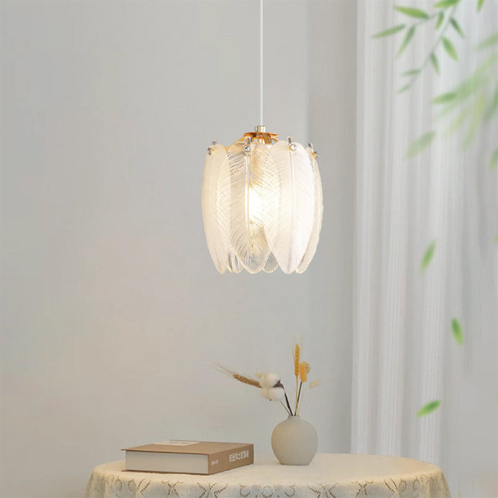 French Style Feather Glass Pendant Light | Kalsten
