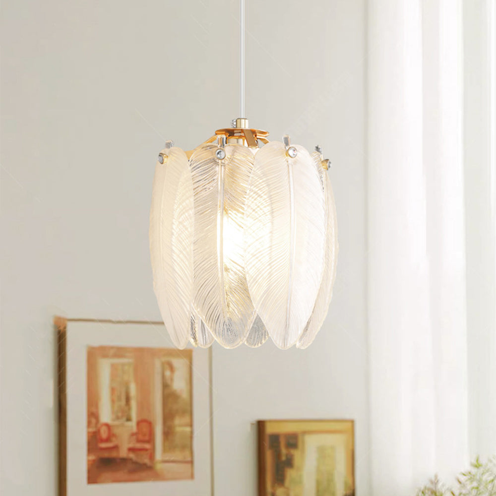 French Style Feather Glass Pendant Light | Kalsten