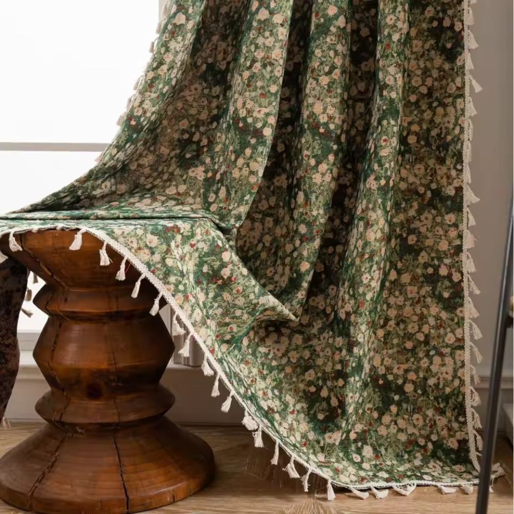 French Vintage Floral Pattern Curtain