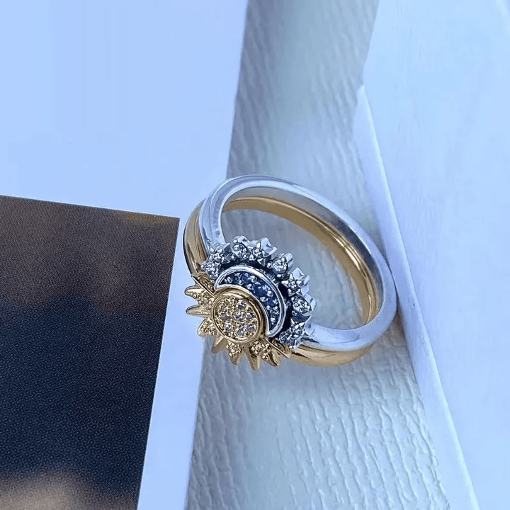 Kalsten | Elegant 925 silver ring with moon & sun design