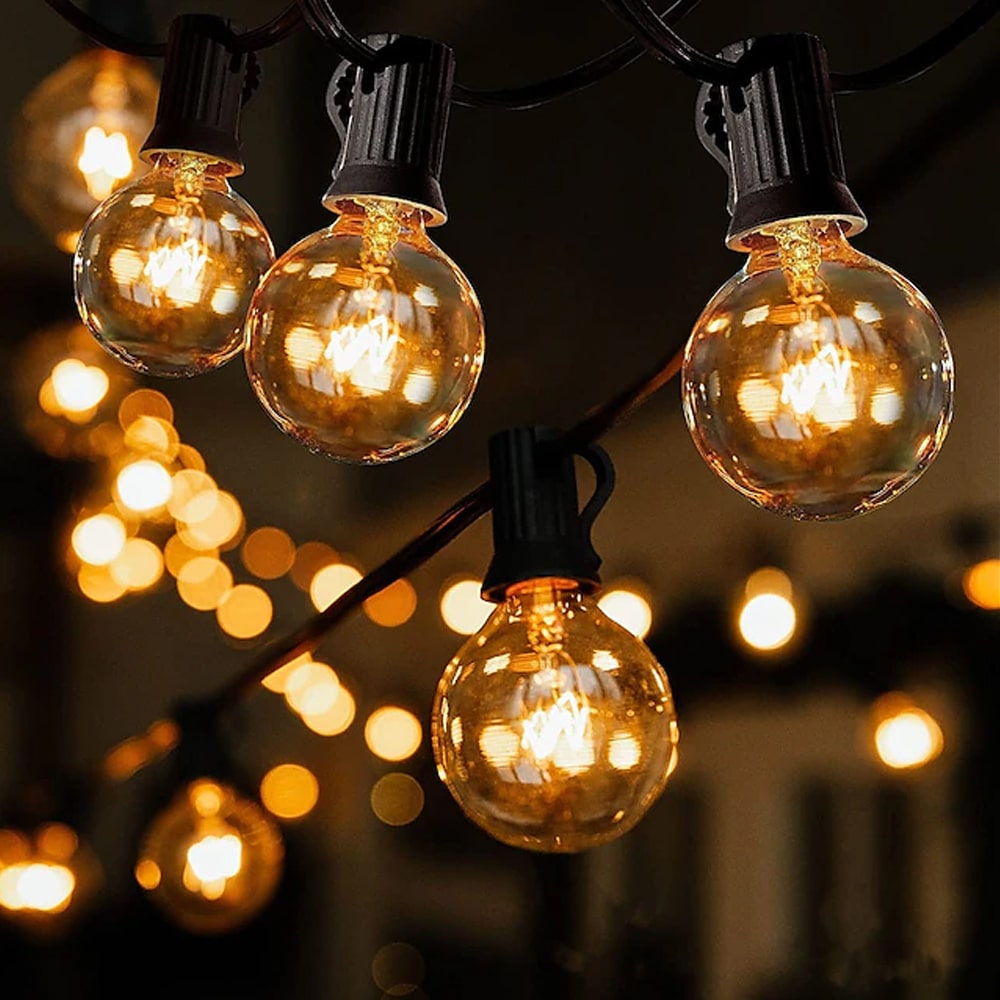 Outdoor and Indoor String Lights with 25xG40 Vintage Bulbs (approx. 7.5 meters - Expandable) | Kalsten