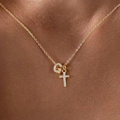 BowLift | Dainty Diamond Initial & Cross Necklace