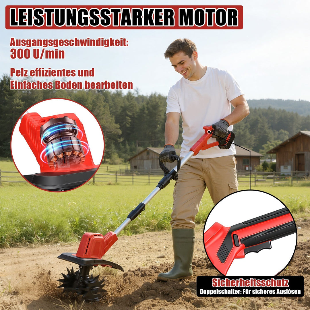 400W Battery Garden Tiller with 2 Batteries Portable | Kalsten
