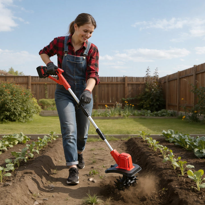 400W Battery Garden Tiller with 2 Batteries Portable | Kalsten