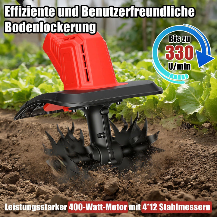 400W Battery Garden Tiller with 2 Batteries Portable | Kalsten