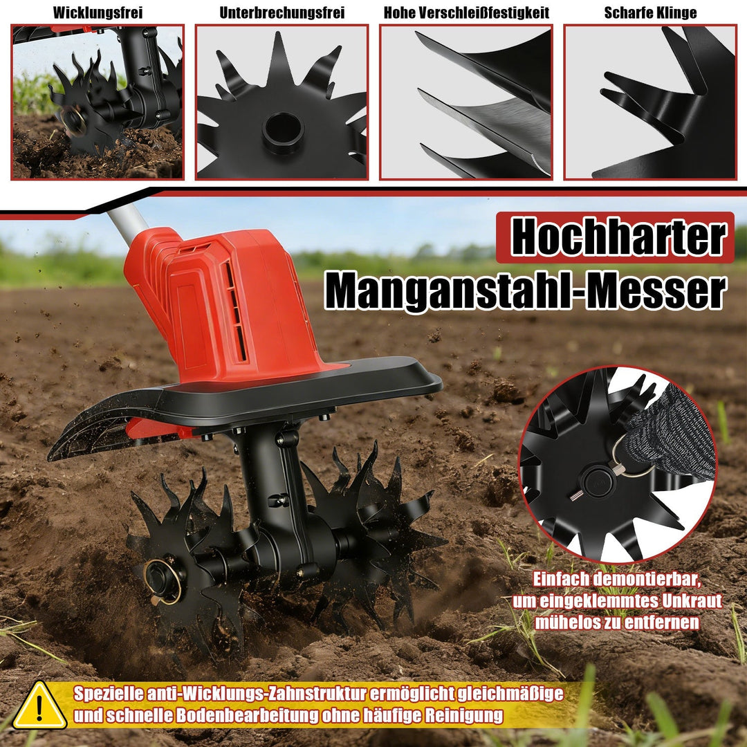 400W Battery Garden Tiller with 2 Batteries Portable | Kalsten
