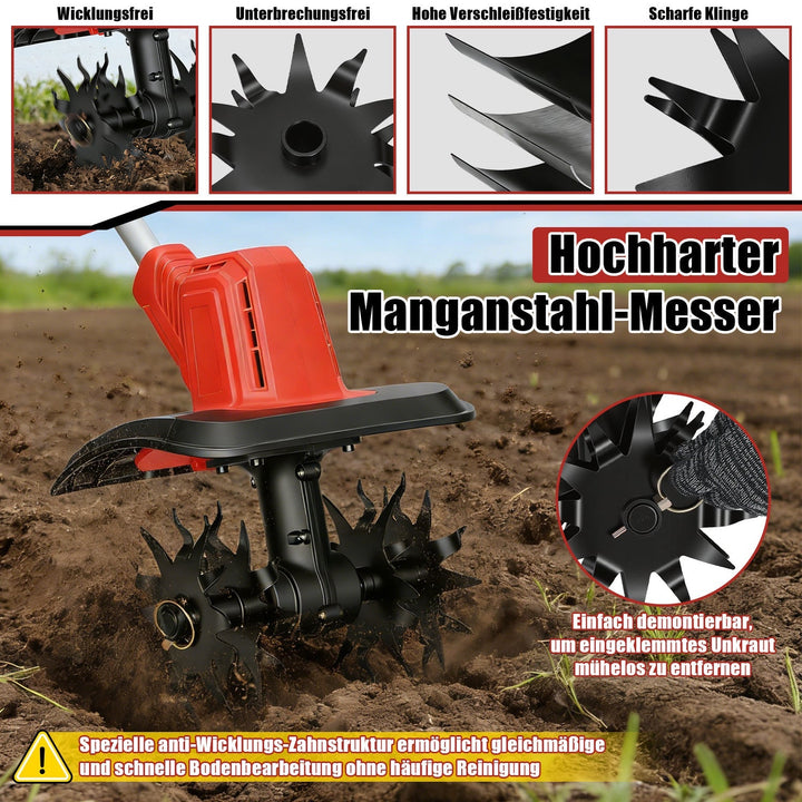 400W Battery Garden Tiller with 2 Batteries Portable | Kalsten