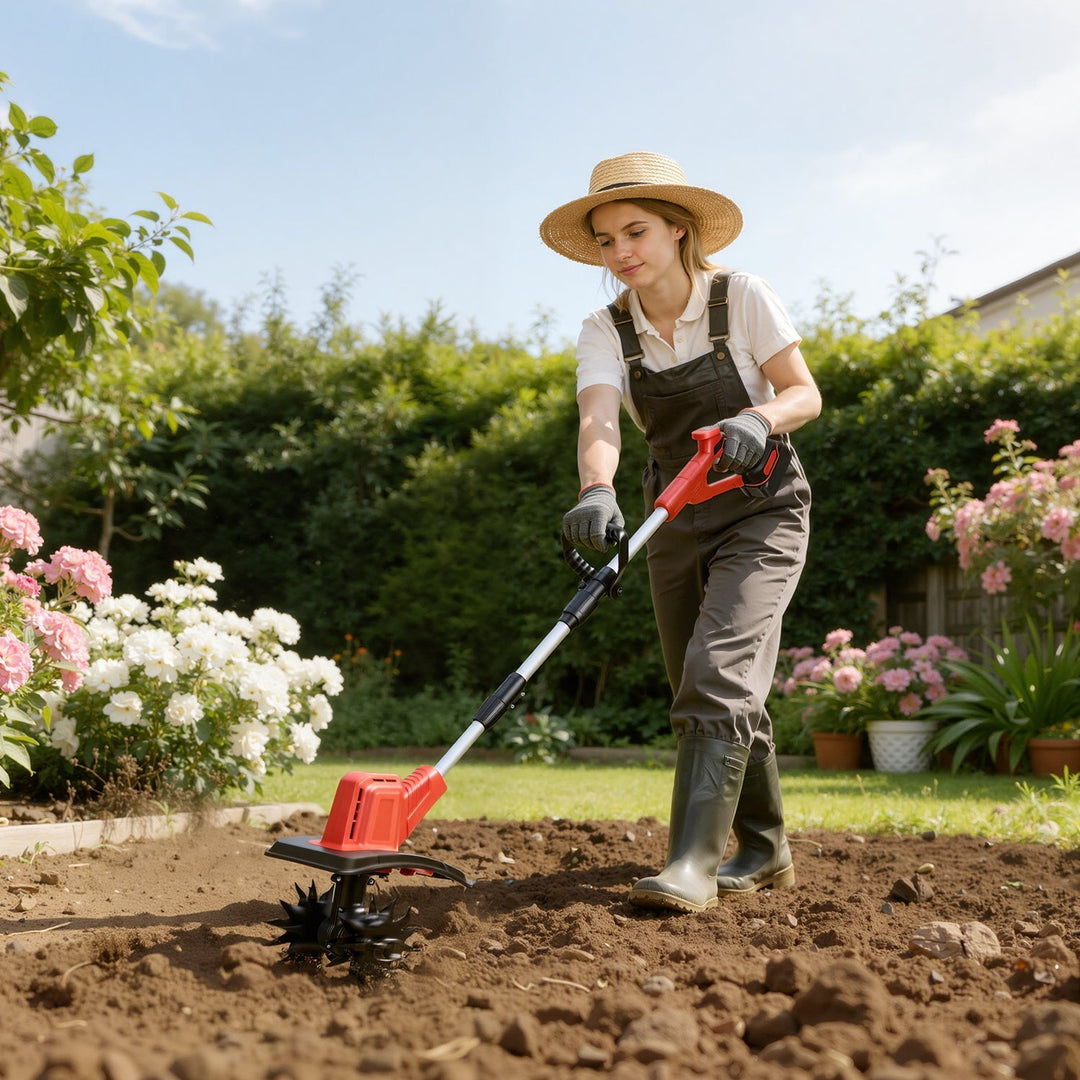 400W Battery Garden Tiller with 2 Batteries Portable | Kalsten