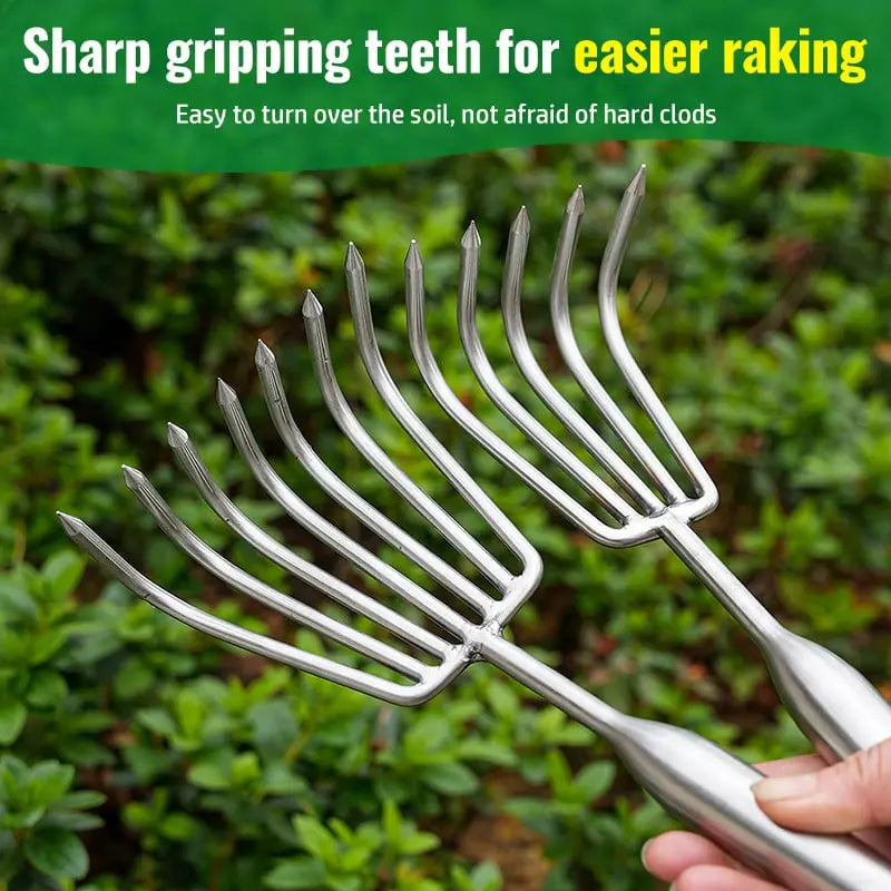 Noxord | Garden rake made of stainless steel — Sturdy hand rake with non-slip grip