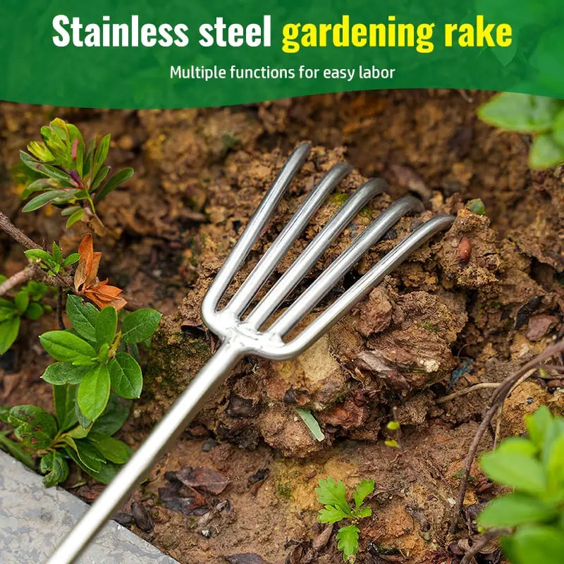 Noxord | Garden rake made of stainless steel — Sturdy hand rake with non-slip grip