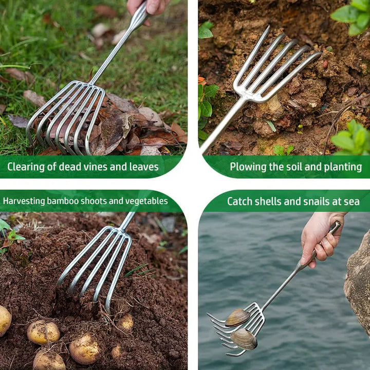 Noxord | Garden rake made of stainless steel — Sturdy hand rake with non-slip grip