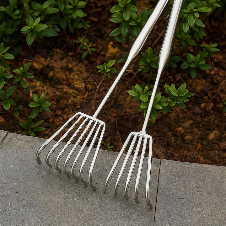Noxord | Garden rake made of stainless steel — Sturdy hand rake with non-slip grip