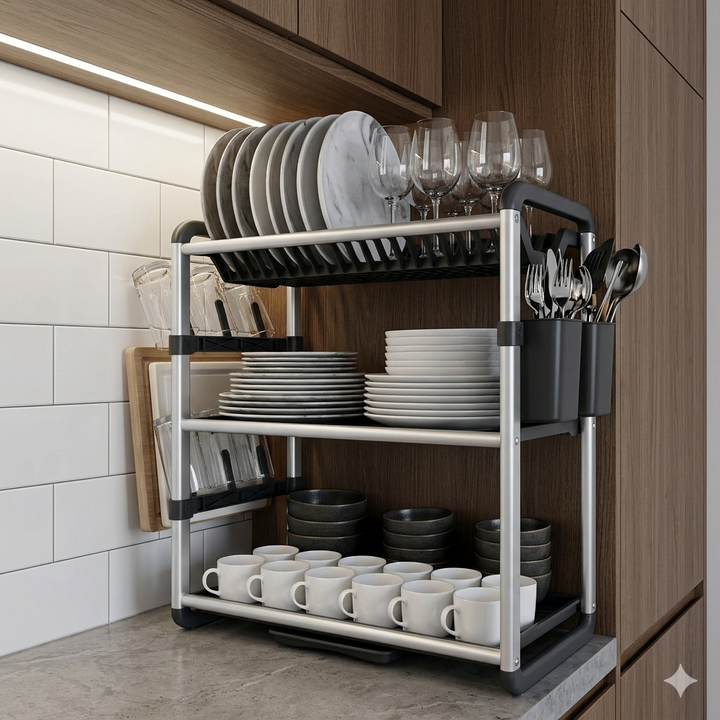 3-tier dish dryer made of aluminum | Kalsten
