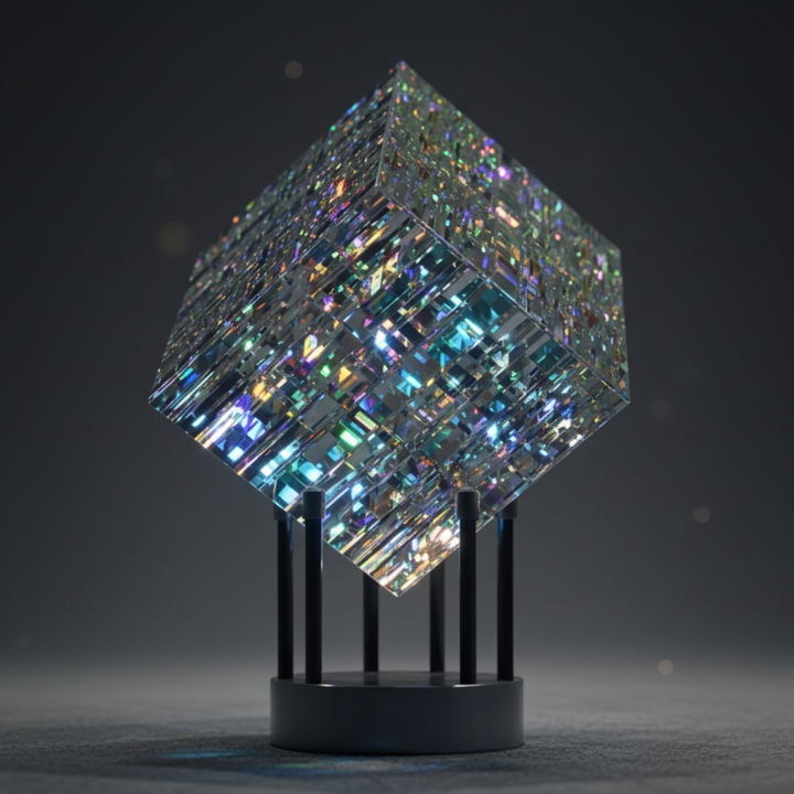 Kalsten | ChromaticCube Crystal Rainbow Refraction Art | Modern Desk Decor & Centerpiece