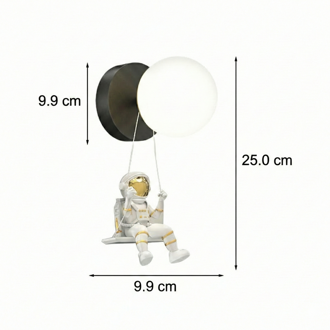 LED Wall Sconce Light – Modern Astronaut Round Ball Spaceman (25x10cm / 9.8x3.9in) | Kalsten