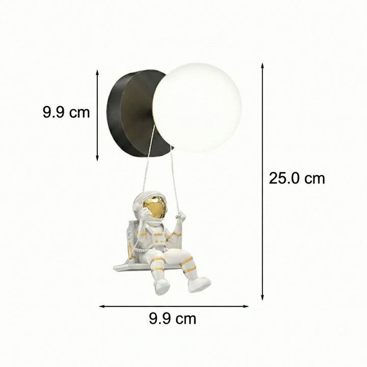 LED Wall Sconce Light – Modern Astronaut Round Ball Spaceman (25x10cm / 9.8x3.9in) | Kalsten