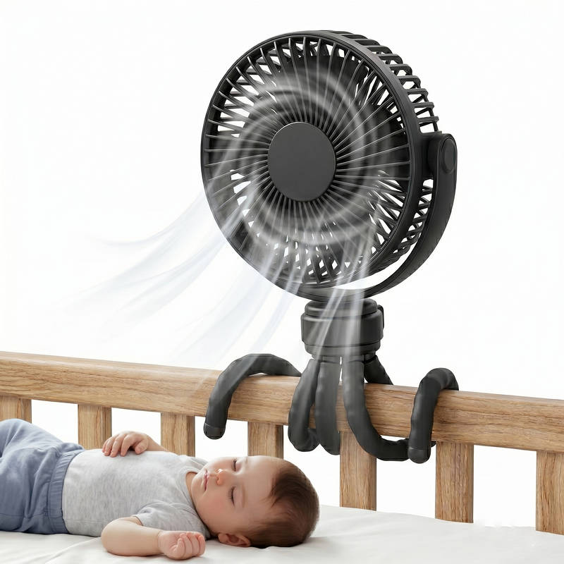 Portable Stroller Fan USB C Rechargeable, 5 Speed Quiet Baby Clip Fan with LED Display 10H Battery for Car Seat Crib Travel | Kalsten
