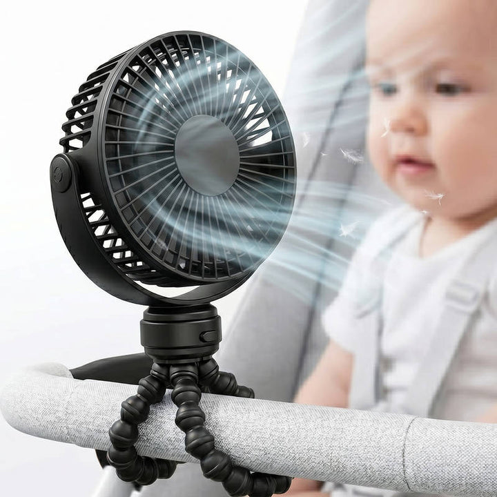 Portable Stroller Fan USB C Rechargeable, 5 Speed Quiet Baby Clip Fan with LED Display 10H Battery for Car Seat Crib Travel | Kalsten