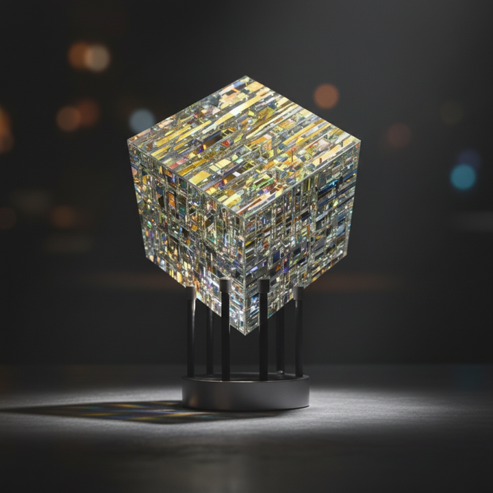 Kalsten | ChromaticCube Crystal Rainbow Refraction Art | Modern Desk Decor & Centerpiece
