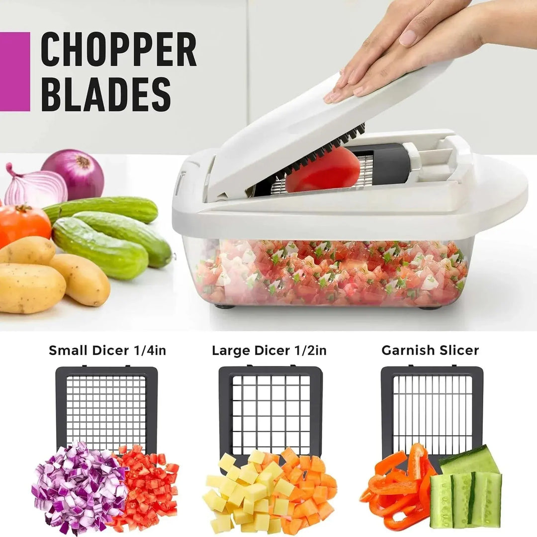 Vegetable cutter with 8 blades and collection box | Kalsten