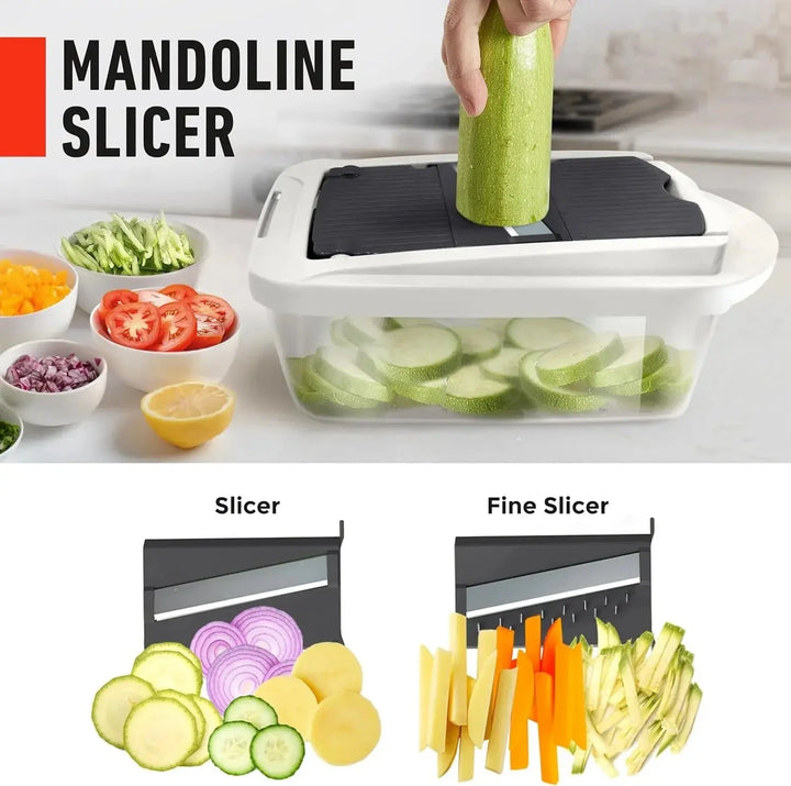 Vegetable cutter with 8 blades and collection box | Kalsten